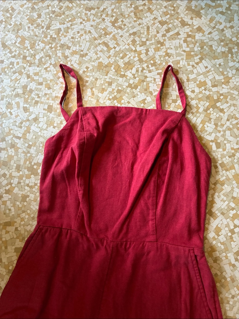 Old Navy Wine Red Linen-Blend Wide-Leg Jumpsuit - Picture 5 of 5
